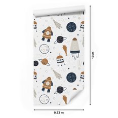 Tapeta Dziecięca KOSMOS Rakiety Planety Gwiazdy  - Miniaturka zdjęcia nr 2