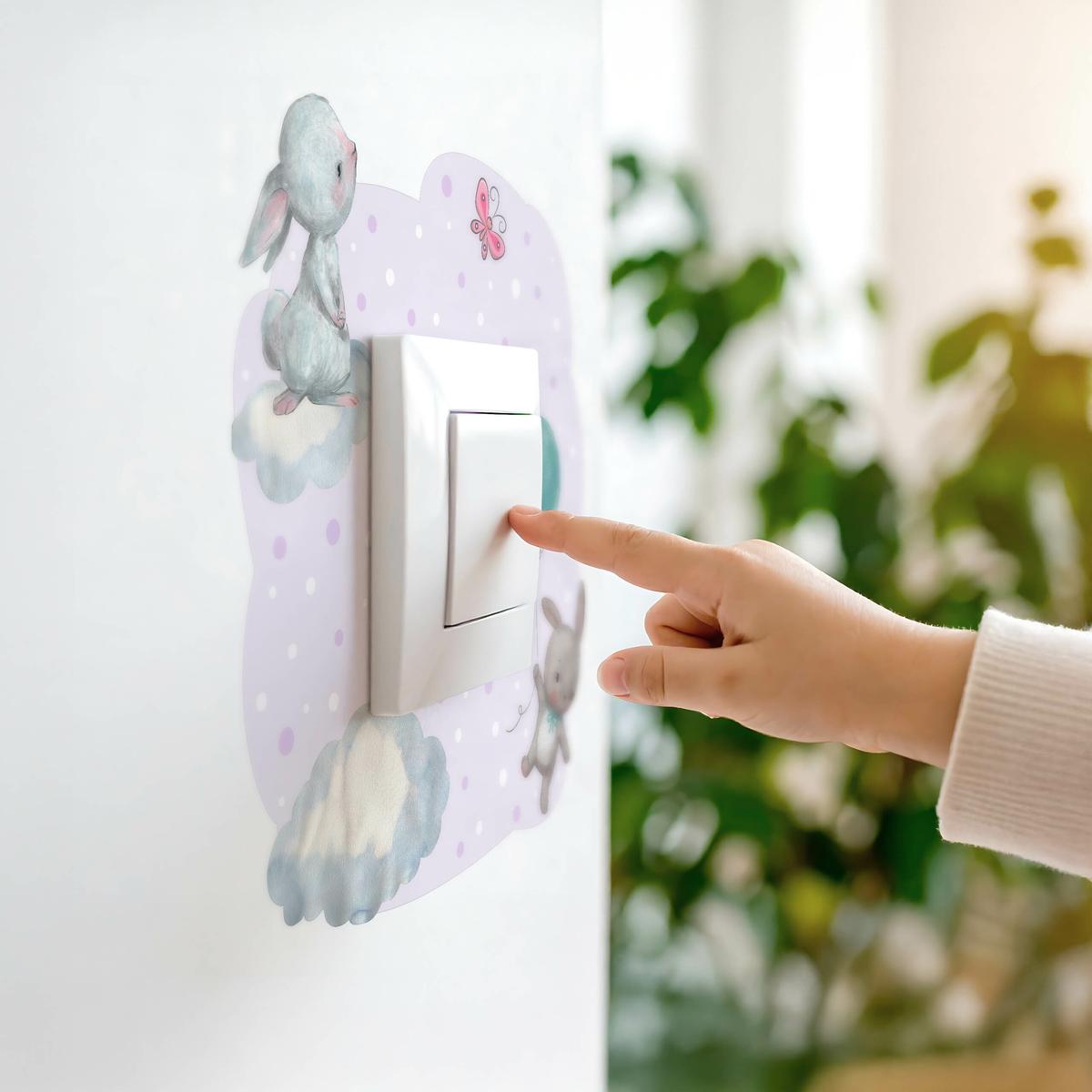 Naklejka Pod Kontakt Do Pokoju Dzieci Króliczki 20x20 Kropki Groszki Chmury Motyl nr. 7