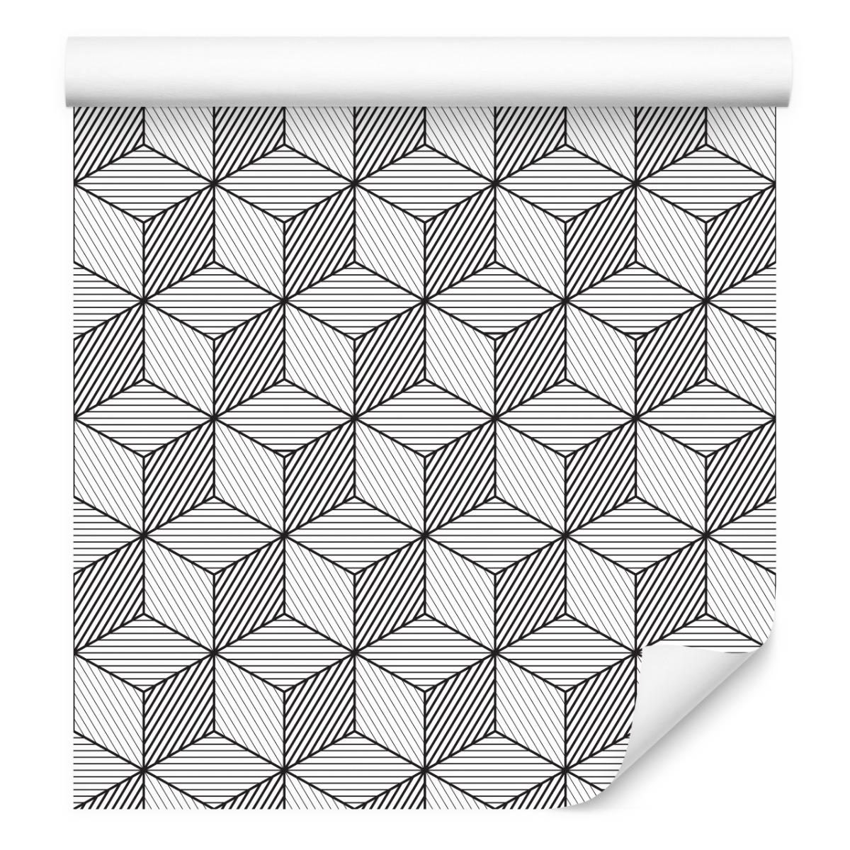Tapeta Ścienna GEOMETRYCZNE Czarno-Białe Sześciany 53x1000  nr. 3