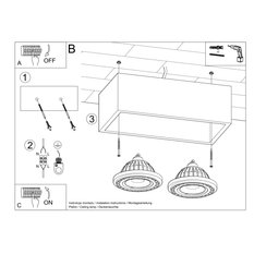 Plafon QUATRO 2 beton 9x14x27cm nowoczesna lampa GU10/ES111 do salonu  - Miniaturka zdjęcia nr 5