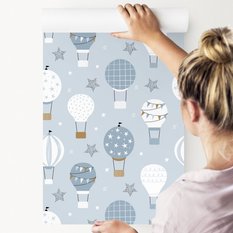 Tapeta Dziecięca Kolorowe BALONY Gwiazdki Niebo  - Miniaturka zdjęcia nr 3