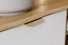 Szafka łazienkowa z umywalką 100 cm z blatem Aster White zestaw regał otwarty wisząca gładka biała dąb cremona do łazienki  - Miniaturka zdjęcia nr 6