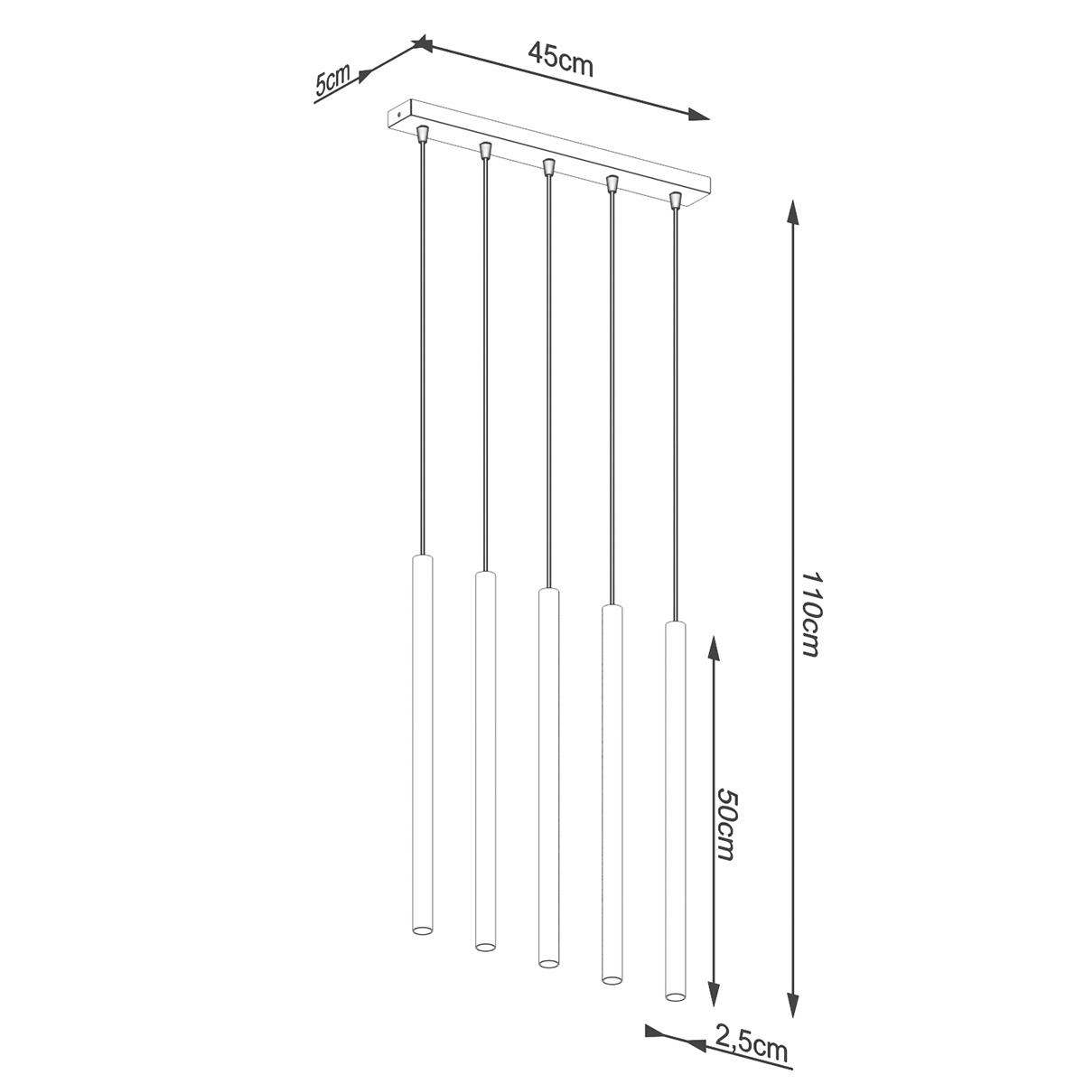 Lampa wisząca PASTELO 5L złota 110x5x45cm nowoczesna G9 do salonu nr. 5