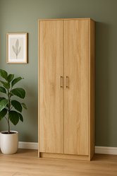 Regał Rafcio 2D 74x180x35 cm z półkami i drzwiami do pokoju biura dąb cremona bestseller - Miniaturka zdjęcia nr 2