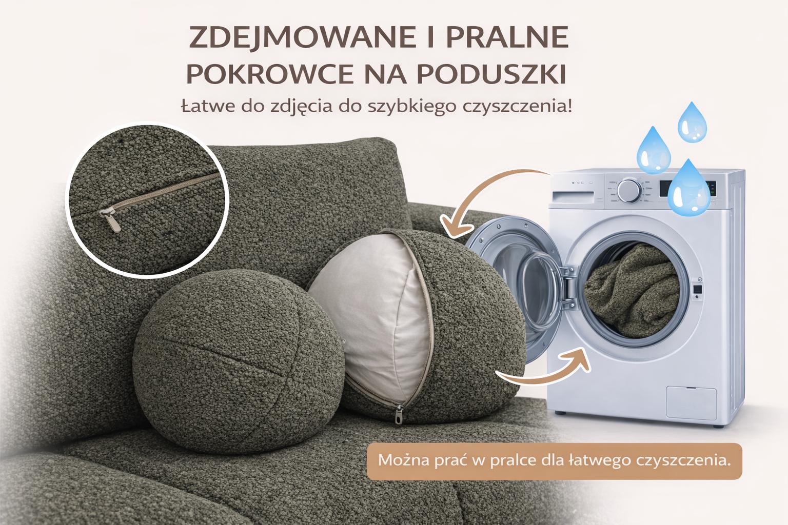 Kanapa z funkcją spania Mediolan 250x112x90 cm LOOP rozkładana trzyosobowa zieleń nr. 3