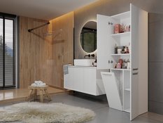 Słupek łazienkowy z dostawą najtaniej NEL 1K DD 174x60x30 cm szafka łazienkowa kosz na pranie regał biały mat - Miniaturka zdjęcia nr 4