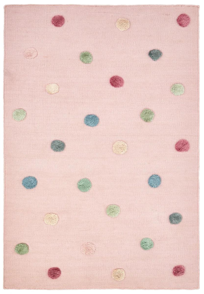 Dywan dziecięcy wełniany Pink Dots 120x180 cm do pokoju dziecięcego różowy w kropki