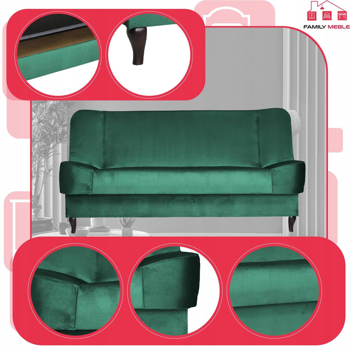 Wersalka SARA 200x95 cm butelkowa zieleń rozkładana kanapa z pojemnikiem sofa do salonu Monolith nr. 4