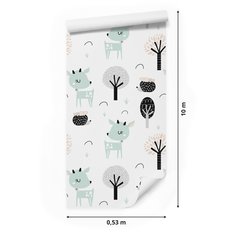 Tapeta Dziecięca Pastelowe ZWIERZĄTKA LEŚNE Drzewa  - Miniaturka zdjęcia nr 2