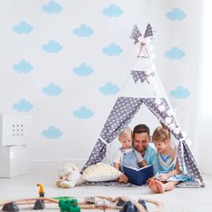 NAKLEJKA NA ŚCIANĘ DO POKOJU 120x60 DZIECKA BŁĘKITNE CHMURKI - Miniaturka zdjęcia nr 5
