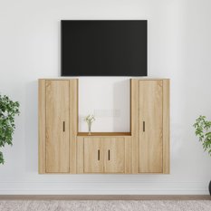 Zestaw szafek RTV 40x34,5x100 cm 3 szt dąb sonoma do salonu - Miniaturka zdjęcia nr 2