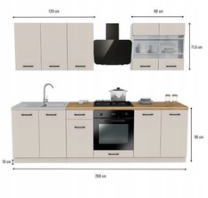 Zestaw mebli kuchennych Capri 260 cm szafki kuchenne górna dolna kaszmir z blatem dąb evoke - Miniaturka zdjęcia nr 3