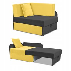 Narożnik DENIS Duo 80 x 200 cm czarny żółte poduszki rozkładany dla dziecka 