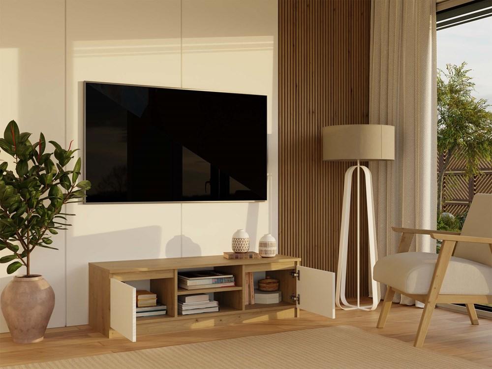 Szafka RTV Malwa 36x120x40 cm do salonu dąb artisan biel  nr. 10