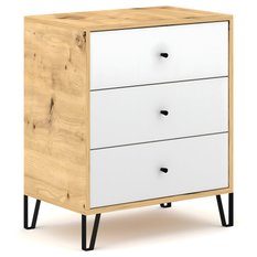 Komoda Bilbao 3S 63 cm dąb artisan biały mat - Miniaturka zdjęcia nr 1