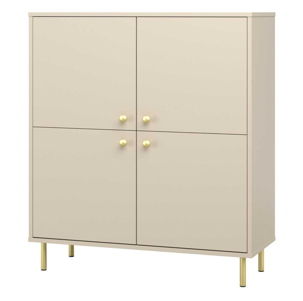 Wysoka komoda NOMI 100x40x113 cm czterodrzwiowa do salonu złote nogi kaszmir loft nr. 2