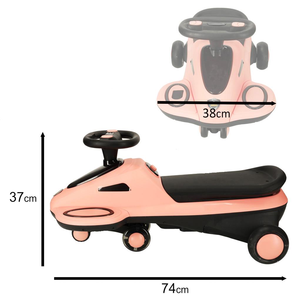 Jeździk grawitacyjny świecące koła LED z muzyką grający skuter 74cm różowo-czarny dla dziecka nr. 4