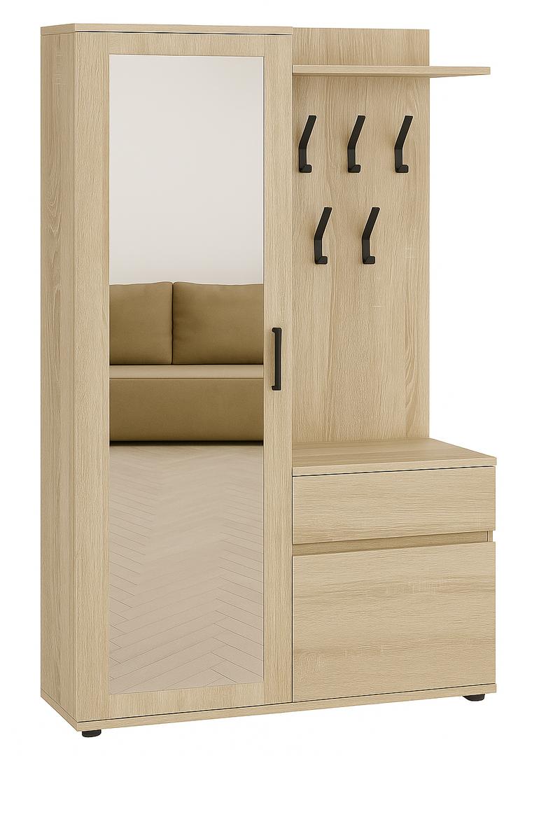 Garderoba do przedpokoju DUO 190x108x40 cm z lustrem wieszakami szafka na buty dąb sonoma 