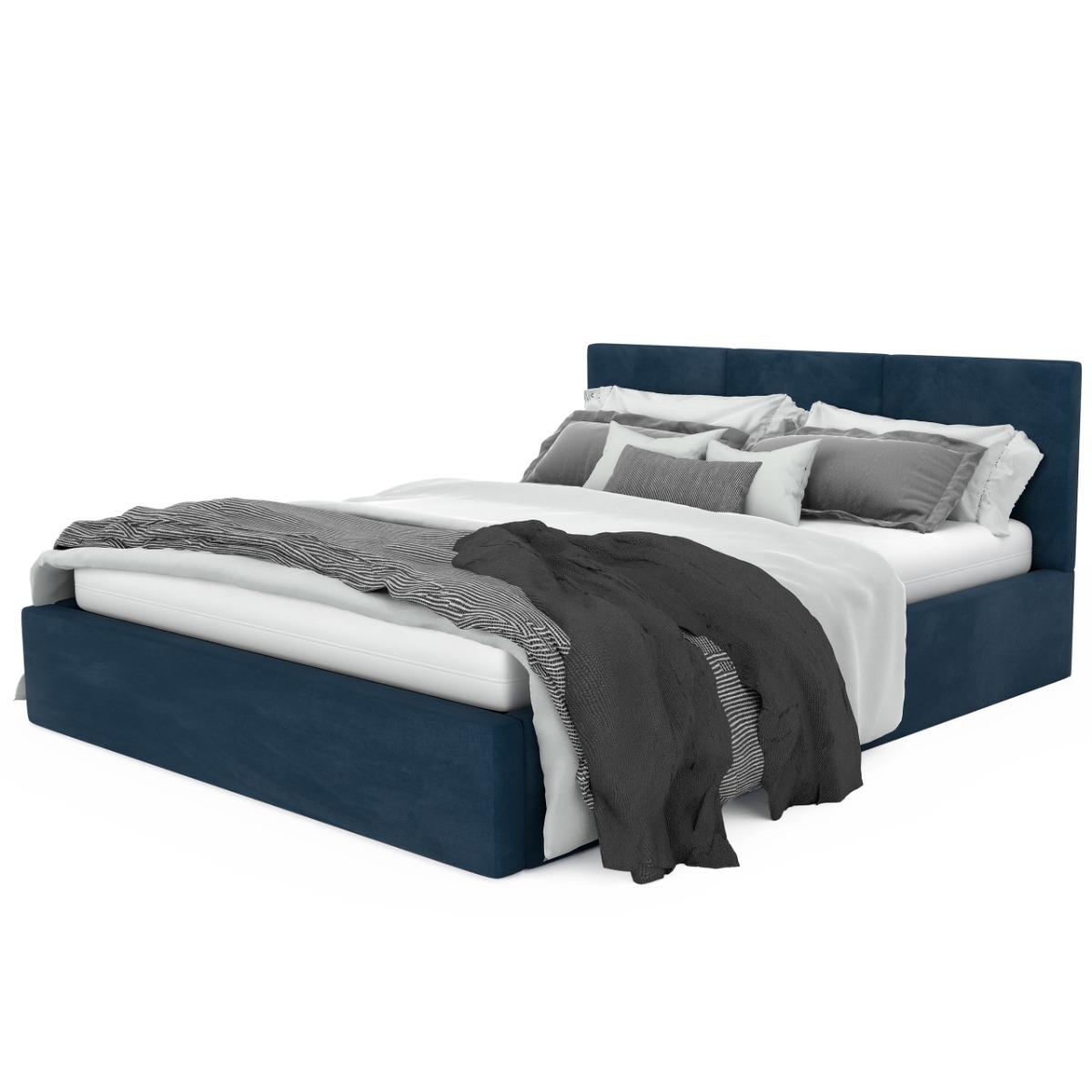 Łóżko tapicerowane do sypialni basic 120x200x88 cm granatowe nr. 3