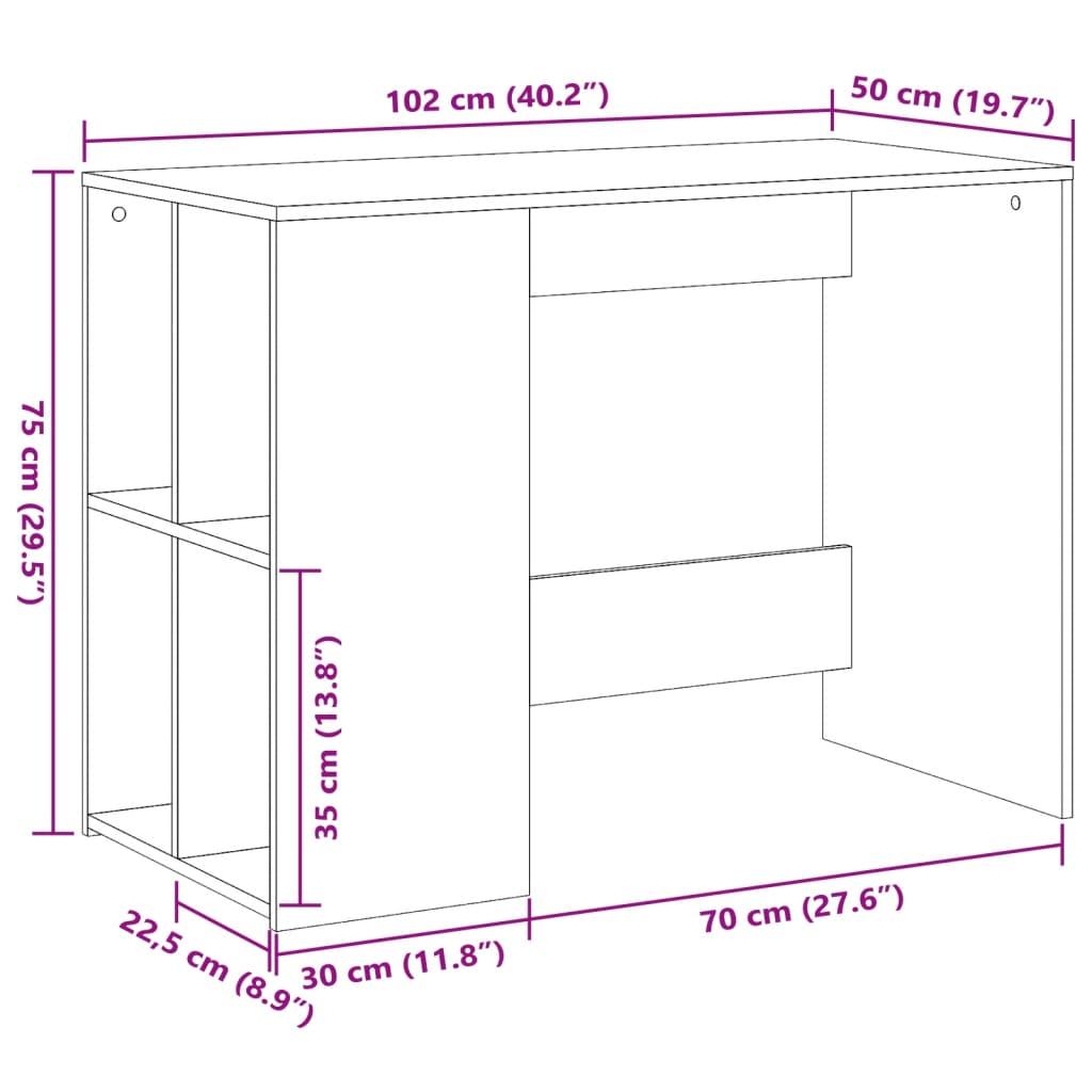  Biurko 102x50x75 cm z otwartymi półkami przydymiony dąb do biura lub gabinetu nr. 9