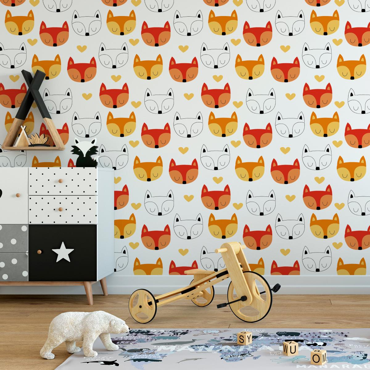 Tapeta Do Pokoju Dziecięcego Kolorowe LISKI Serca  nr. 7