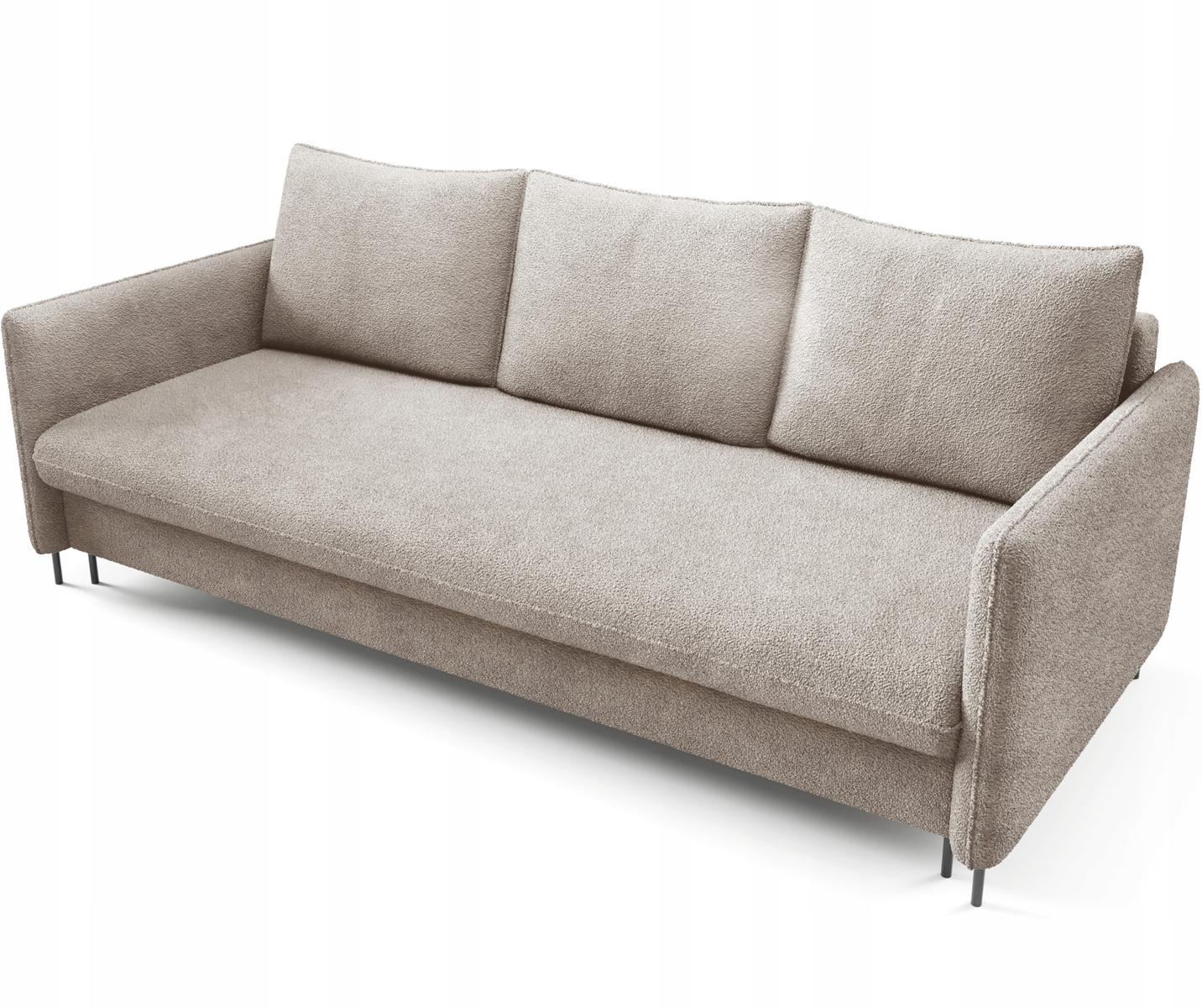 Kanapa BELISSA 216x91x98 cm sofa z funkcją spania z pojemnikiem BOUCLE beżowa do salonu nr. 1