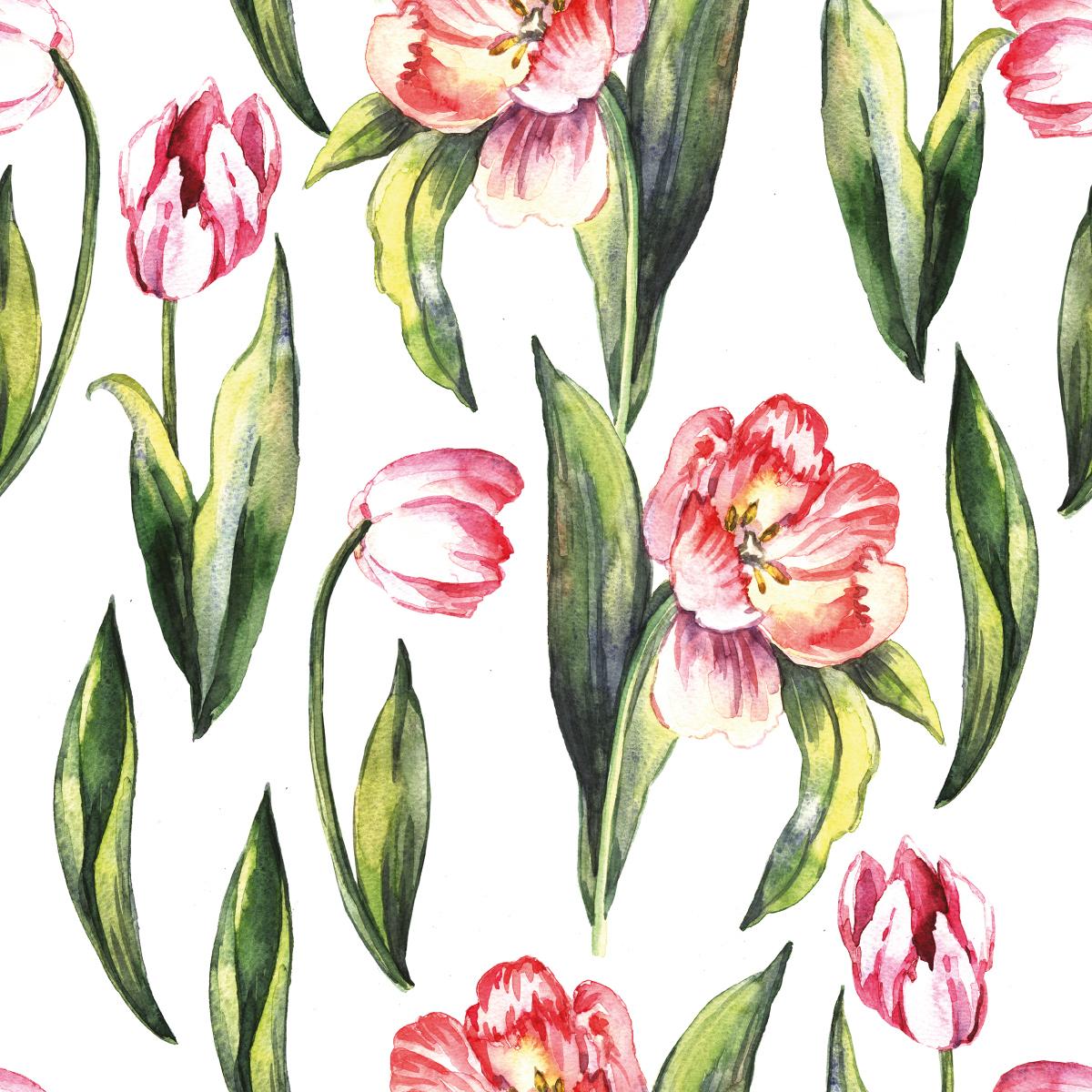 Tapeta Do Sypialni TULIPANY Natura Kwiaty Akwarela  nr. 8