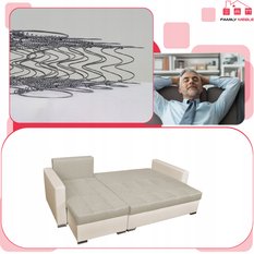 Narożnik FIGO 226x75x140 cm rozkładany z funkcją spania rogówka do salonu beżowy - Miniaturka zdjęcia nr 5
