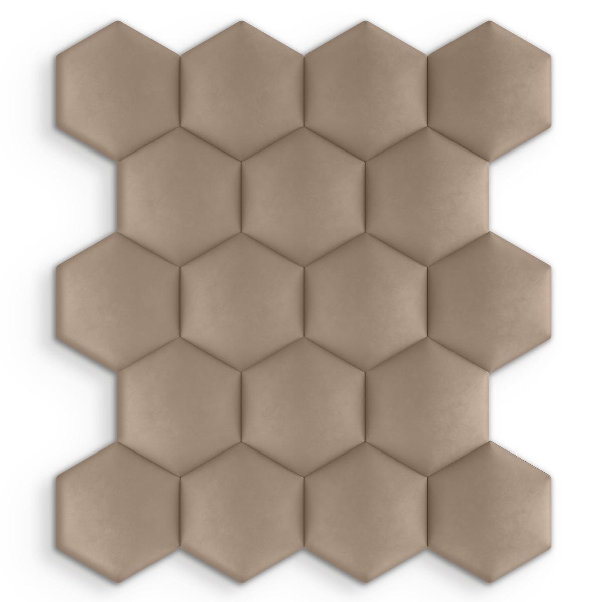 Panele tapicerowane 26x30 cm na ścianę hexagon beżowy nr. 4