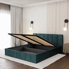 Łóżko tapicerowane 160x200 premium z pojemnikiem do sypialni turkusowe wezgłowie 107 cm - Miniaturka zdjęcia nr 6