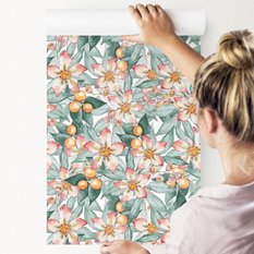 Tapeta Kolorowe LIŚCIE Kwiaty Malowane Akwarelą 53x1000  - Miniaturka zdjęcia nr 7