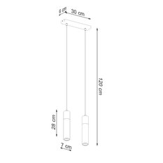 Lampa wisząca ZANE 2 szara 120x6x30cm nowoczesna G10 do salonu - Miniaturka zdjęcia nr 4