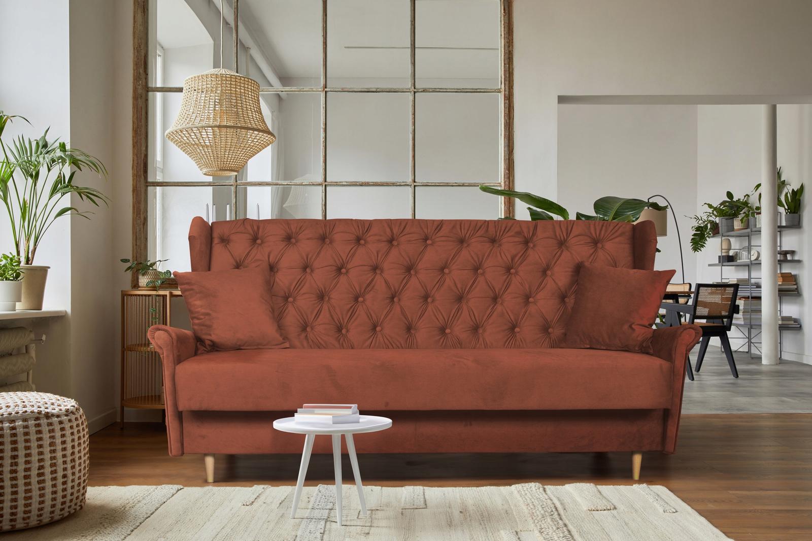 Kanapa z funkcją spania GAJA 212x95x93 cm uszak rozkładana wersalka pikowana z poduszkami AURA czarny nr. 13