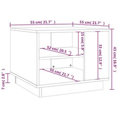 Stolik kawowy 55x55x43 cm z przestronnymi półkami dąb sonoma do salonu - Miniaturka zdjęcia nr 7