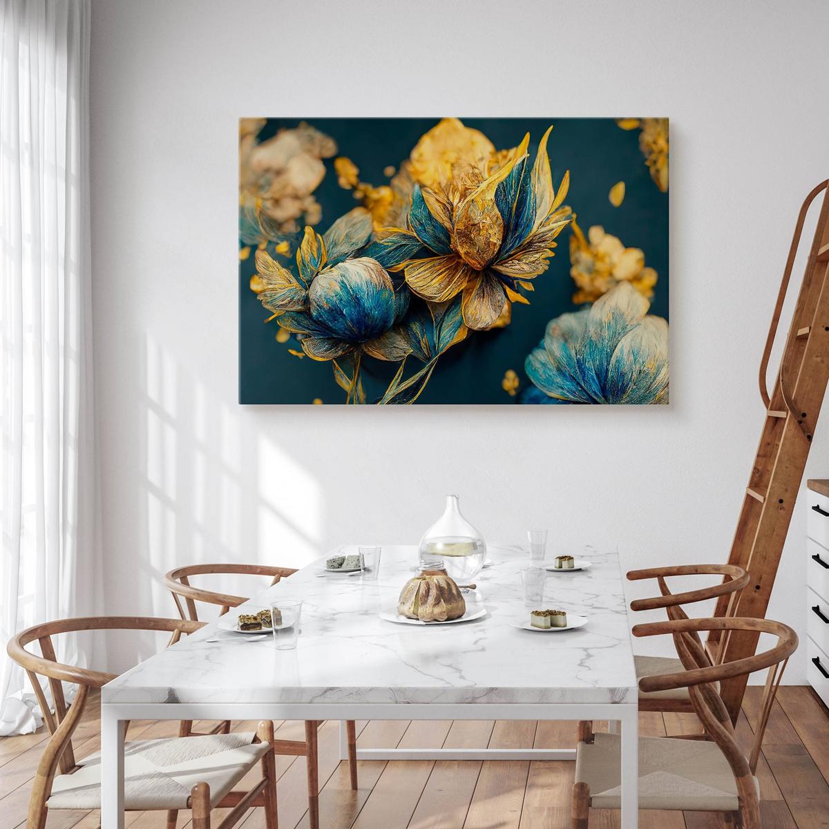 Obraz Na Płótnie Niebieskie Rozkwitające Kwiaty 90x60 Dekoracja do Salonu nr. 4
