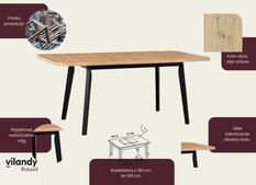 Stół drewniany rozkładany Freedom Dąb Artisan z czarnymi nogami 140/180 cm - Miniaturka zdjęcia nr 4