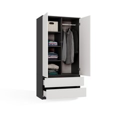 Szafa otwierana Malwa SS-90 180x90x60 cm do sypialni antracyt biel - Miniaturka zdjęcia nr 3