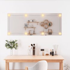 Lustro 40x100 cm do łazienki sypialni ścienne z LED szklane prostokątne biały - Miniaturka zdjęcia nr 3