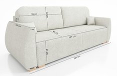 Kanapa Dalia z funkcją spania 88x221x93 cm do salonu Neve jasnoszara - Miniaturka zdjęcia nr 2
