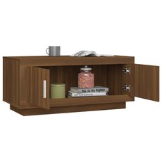 Stolik kawowy 102x50x45 cm z półką z drzwiczkami brązowy dąb do salonu - Miniaturka zdjęcia nr 1