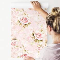 Tapeta Dekoracyjna RÓŻOWE Kwiaty Akwarela Retro  - Miniaturka zdjęcia nr 5
