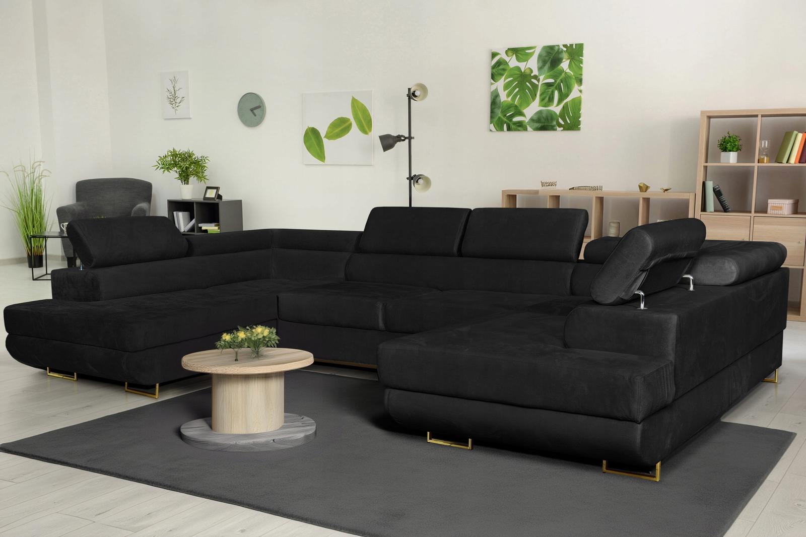 Narożnik Bosso Big 370x206x85 cm kształt U z funkcją spania welur beżowy nr. 10