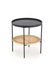 Stolik kawowy Kampa 45x45 cm do jadalni salonu ława czarny rattan naturalny - Miniaturka zdjęcia nr 2