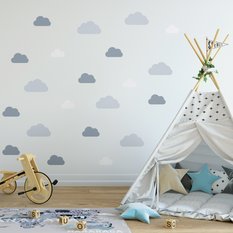 NAKLEJKA NA ŚCIANĘ DO POKOJU DZIECKA SZARE 60x30 CHMURKI OZDOBA - Miniaturka zdjęcia nr 3