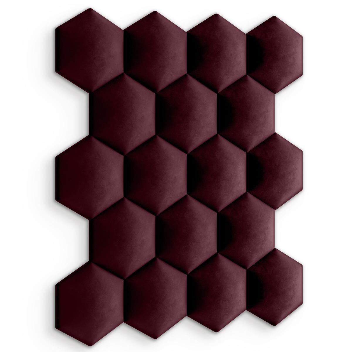 Panele tapicerowane 35x40 cm na ścianę hexagon bordowy  nr. 4