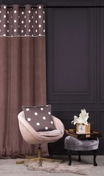 Zasłona CHIC DOTS 140x270 cm różowa welwetowa na przelotkach  - Miniaturka zdjęcia nr 3