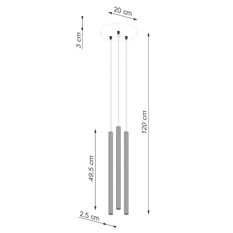 Lampa wisząca ARCHE 3P złota 120x20x20cm nowoczesna lampa G9 do salonu - Miniaturka zdjęcia nr 10