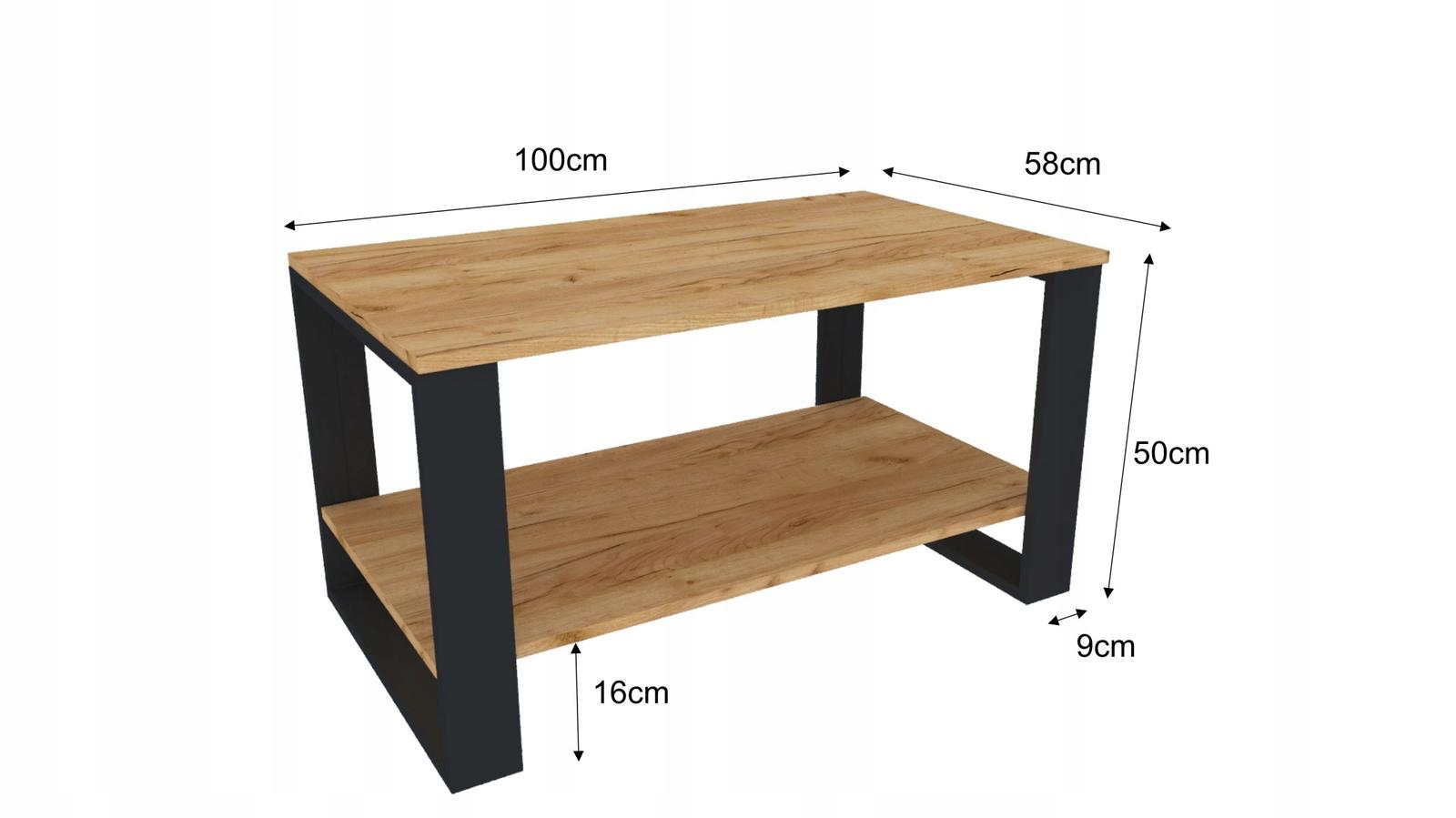 Stolik kawowy 50x58x100 cm klasyczny brązowo czarny ława Loft dwupoziomowy do salonu nr. 6