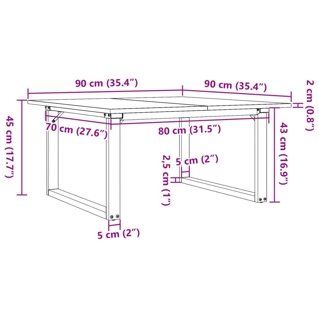 Stolik kawowy 90x90x45 cm z czworokątnymi nogami lite drewno sosnowe do salonu nr. 10