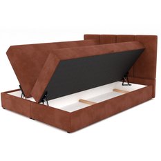 Łóżko kontynentalna 140x200x113 cm tapicerowane podwójne z materacem miodowe - Miniaturka zdjęcia nr 12